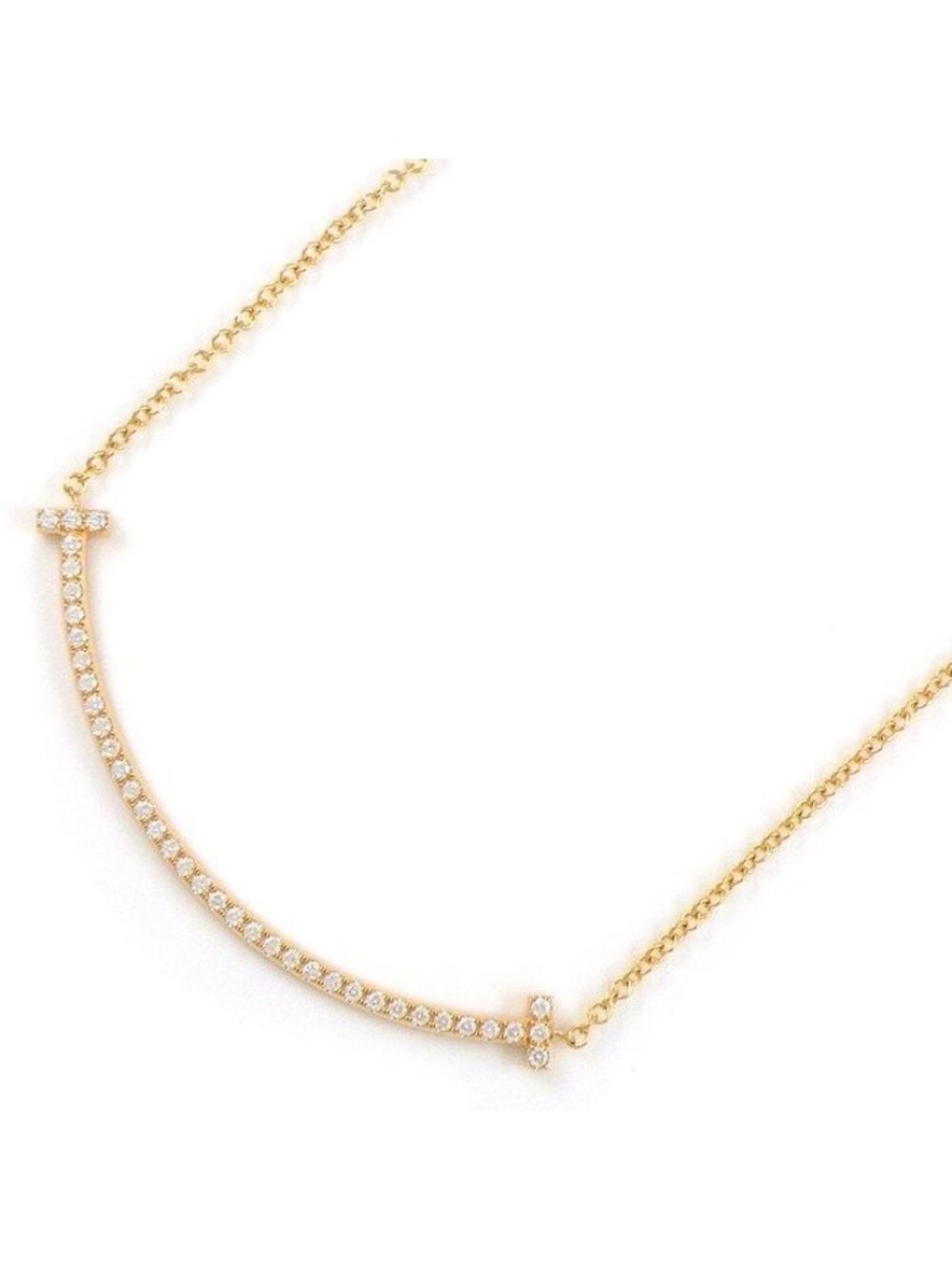 Tiffany & Co Necklace T Smile Small Diamond 18k Pink Gold